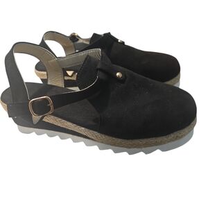 Women's Black Slingback Espadrille Sandals